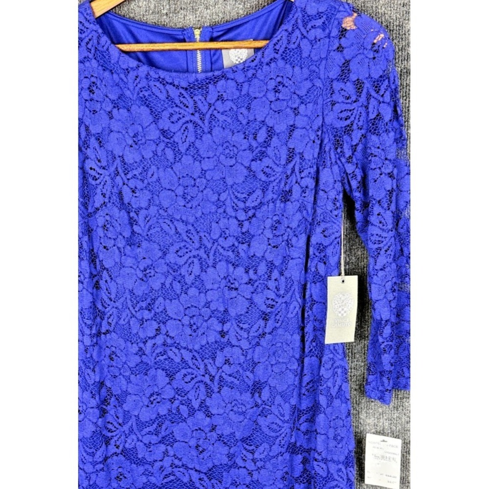 Vince Camuto Lace Dress NWT Royal Blue Sheath 3/4 Sleeve Exposed Zip cocktail 4